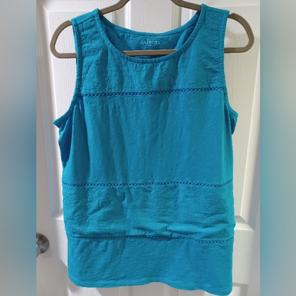 Summer Fresh Talbots Turquoise Sleeveless Tank Top